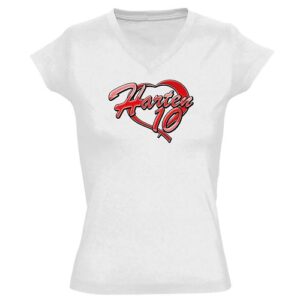 Dames Shirt V-Hals Wit met afbeelding Logo Harten10
