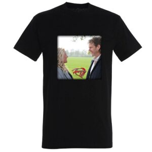 Heren Shirt Ronde Hals Zwart met afbeelding Martien & Tineke