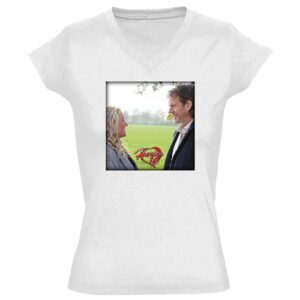 Dames Shirt V-Hals Wit met afbeelding Martien & Tineke